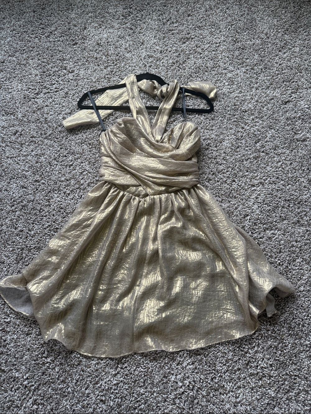 Moda International Shimmery Gold Twisted Party Dress